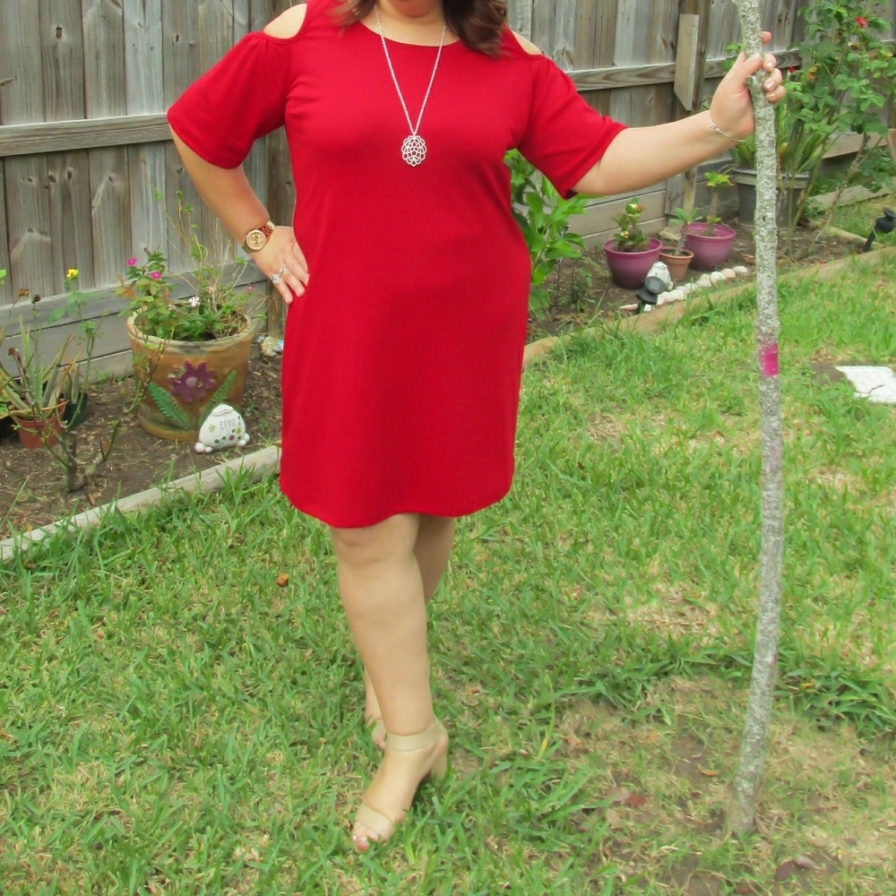 Red Cold Shoulder Dress